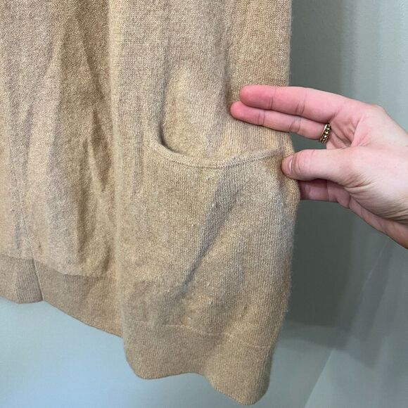 H&M Cashmere Womens Open Front Cardigan Biege Size S Long Sleeve Sweater Pockets - Picture 6 of 9